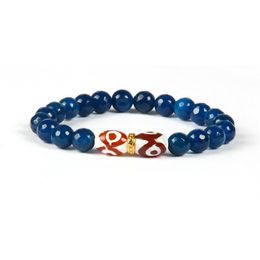 Religious Stone Jewellery Styles Whole 8mm Top Quality Tube Dzi Eye Beads with Blue Agate Stone Lucky Eye Beaded Bracelets for m234z