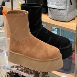 Botas de nieve clásicas Dipper para mujer, nuevas botas elásticas delgadas de invierno con cremalleras laterales modernas y versátiles, zapatos de felpa y algodón grueso