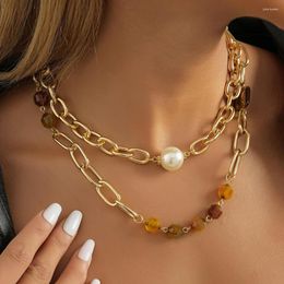 Choker Natural Stone Imitation Pearl Necklace For Women Simple Versatile Womens Multi-layer Neck Chain Clavicle Jewellery Wholesale