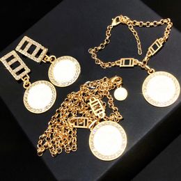 Fashion Gold necklace bracelet earrings for lady Women Party Wedding Lovers gift engagement Jewelry for Bride With BOX190w