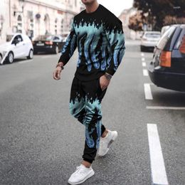 Men's Tracksuits Men Clothes Set 2023 Fashion Long Sleeved T Shirt Trousers Casual Tracksuit 2 Piece Suit 3D Printed Male Sportswear