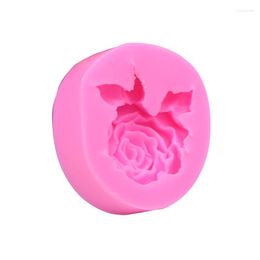 Baking Moulds Mould 3D Solid Rose With Leaves Liquid Silicone Diy Fondant Resin Moulds Cake Decoration Accessories