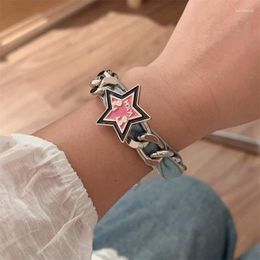 210 Charm Bracelets For Women Fashion Y2k Accessories Pink Star Panel Denim Pendant Womens Hand Girls 2023