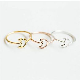 Whole 10pc Lot Hollow Moon Rings Hammered Line Crescent Moon Knuckle Ring Size For Women Girls Fashion Rings R066 Factory Dire2428