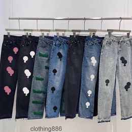 2023 Ch Designer Jeans per donna Uomo Make Old Washed Pants Pantaloni dritti Cuore Lettera Stampe Donna Uomo Casual Pantaloni stile lungo H2 HDFI 6D7A