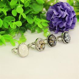 new arrival whole 50pcs mix color gemstone rings whole ancient silver ring fashion jewelry vintage style rings259h