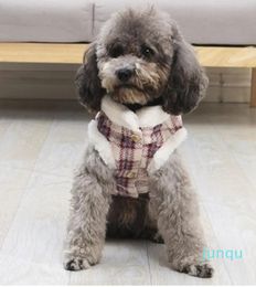 Fashion Plaid Harness Jacket Winter Warm Pet Clothes For Small Dogs Chihuahua Yorkies Coat Puppy Pets Clothing Manteau Chien