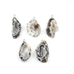 Pingente colares forma irregular cura cinza branco geode ágata pedra pingentes encantos para fazer jóias colar decoração presente