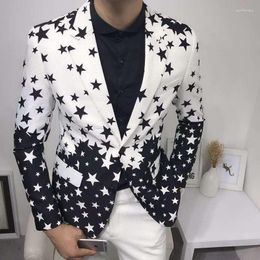 Men's Suits Star Print Slim Fit Blazers Club Dress Groom Tuxedo Formal Wedding Prom Suit Jacket Brand Costume Homme