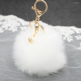 Keychains Women Fur Key Chain Car Keychain 8cm Pom 18 Colours With Pearl Bag Charm Cute Luggage Ring Jewellery