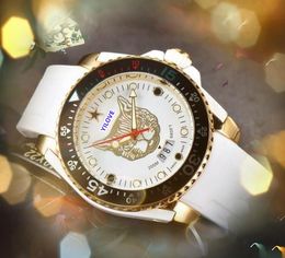 Popular Quartz Battery Movement Watch Men Auto Date Rubber Leather Belt Bracelet Classic Generous Ceramic Bezel Diamonds Ring Wristwatches montre de luxe gifts