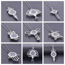 Pendant Necklaces Flower/Animal/Hamsa Hand/Sword Glass Relicario Po Locket Necklace Picture Floating Charms For Women