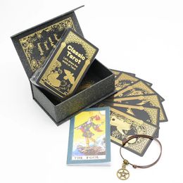 Outdoor Games Activities Plastic tarot card rider gold foil exquisite chess and card game divination card collection waterproof wear-resistant game cards 230928