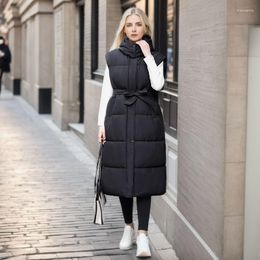 Women's Trench Coats Winter Coat Long Vest Loose Sleeveless Hooded Down Cotton Warm