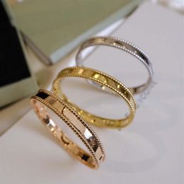 V gold material luxury quality charm punk band bracelet in three Colours plated for women wedding Jewellery gift have box stamp PS494279w