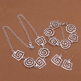 High grade 925 sterling silver Square thread bracelet necklace earrings three-piece Jewellery sets DFMSS431 Factory direct wedd2130