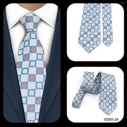 Bow Ties LYL 8CM White Square Fashion Silk Tie Luxury Soft Novelty Necktie Blue Colour Elegant Printed For Men Wedding Business Gift