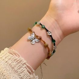 Strand Chinese Style Women Bracelet Butterfly Lotus Lock Pendant Personality Beads Exquisite Vintage Tassel Chain Gift