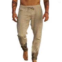 Men's Pants Elastic Waist Men Casual Trousers Quick Dry Ankle Length Beach Loose Fit Soft Thin Fabric