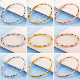 Bangle Simple Jewelry Bangles For Women Elegant Golden Bamboo Hand Accessory Titanium Steel Plain Bracelet Solid Stainless