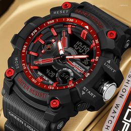 Wristwatches 2023 Sports Digital Watches Men Dual Display Quartz Waterproof Wristwatch Male Clcok Watch For Relogio Masculino