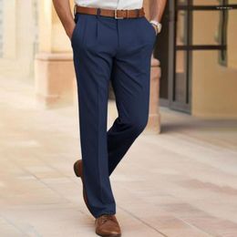 Men's Suits Straight-leg Dress Pants Straight Leg Work Premium Slim Fit Suit Classic Solid Colour Mid-rise For Business