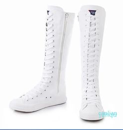 Gothic Women Girl Shoes Zip Lace Up Rock Boot Canvas Sneaker Knee High