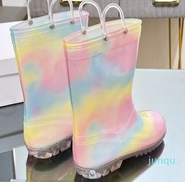 Designer Rain Boots Over Knee long boots Recommended by Ins Blogger Style Trend Feel free to pair with fashion Rainboots with Anti slip Soles booties