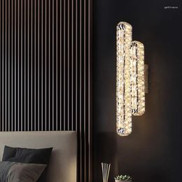 Wall Lamps Led Art Modern Crystal Chandelier Luxury Silver Bedside Pendant Lamp Light Room Decor Living TVBackground Entrance Lighting