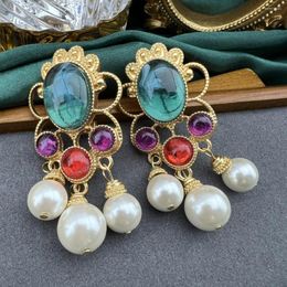 Stud Earrings Europe And The United States Colored Stone Fringe Creative Minority Jewelry For Woman Trend