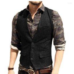 Men's Vests Vest Classic Lapel Herringbone Pattern Single Breasted Business Groom Man Wedding Dresses