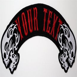 COOL Custom Embroidered SKULL TOP OR BOTTOM ROCKER MC Biker Patch Customize Large Size Jacket Vest Badge 40cm 331a