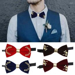 Bow Ties Luxury Fashion Men's Gold Velvet Bowtie Christmas Metal Decorated Wedding Trendy Collar Jewellery Gifts For Men