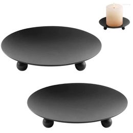 Candle Holders American Black Iron Plate Candlestick Base Tray Round Disc Holder Wedding Party Decoration
