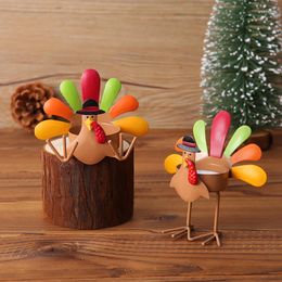 Candle Holders Thanksgiving Turkey Holder Metal Tea Light Ornaments For Home Table Centerpiece Party Decoration