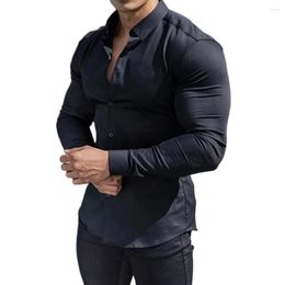 Men's Dress Shirts Formal Business Regular Fit Solid Colour Long Sleeve Single Breasted Party Social Tops Shirt Clothing