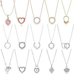 100% 925 Sterling Silver Pendants Necklace For Women Heart Valentine Day Heart-Shaped Necklaces Fashion Luxury Jewelry Gift275H