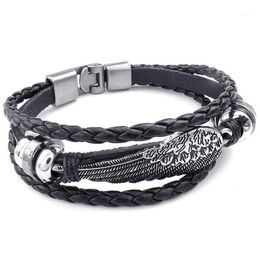 Charm Bracelets Retro Metal Buckle Bracelet Jewellery Wing Angel Braid Cuff Leather Alloy Fancy For Man And Woman Hand Chain Colour B245A