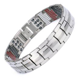 Men's Health Magnetic Bracelet For Man Silver Plated Pure Titanium Bangle Magnetic Ion Germanium Far Infar Red Bracelets Jewe356i