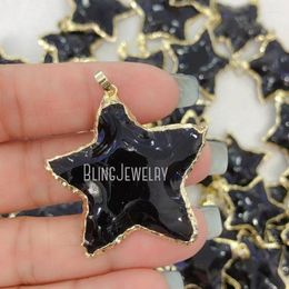 Pendant Necklaces PM40202 Healing Crystal Stone Black Obsidian Star Moon Charm With Or Dipped