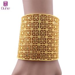Luxury Dubai Wide Bracelet Bangle For Women Gold Color African India Jewelry Bridal Wedding Banquet Gifts228V