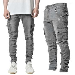 Men's Jeans Fall Spring Men Cargo Pants Casual Vintage Pencil Skinny Denim Pockets