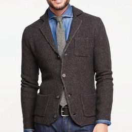 Men's Jackets Autumn Winter Knitwear Long Sleeve Blazer Male Fashion Single Breasted Outerwear & Coats