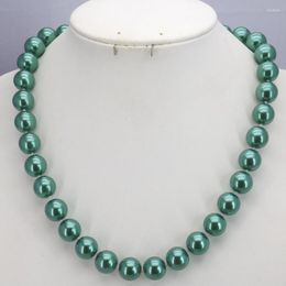 Chains Accessories Christmas Gifts Girls 10mm Green Glass Round Pearl Beads Necklace DIY Jewelry Making Design Women Mother's Day