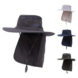 Wide Brim Hats Men Womens Mountaineering Fishing Camouflage Hood Rope Outdoor Shade Foldable Casual Bucket Hat