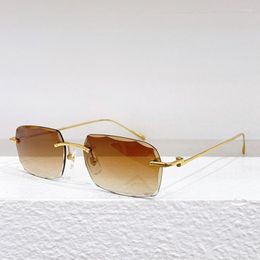 Sunglasses 00701 Rimless Crystal Square Luxury Uv400 Pure Titanium CT Simple Extra-light Eyeglasses With Geometric Lens Rim