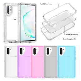 Transparent Armour Defender Phone Cases For Samsung Galaxy Note 10 Plus S20 Ultra Three Layer Clear Heavy Duty Protective Shockproof Cover Fit S9 S10 S20 S21 S22 S23
