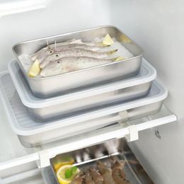 Storage Bottles Easy To Clean Square Plates Dishwasher Safe Stainless Steel Food Box Set Freshness Preservation For Home