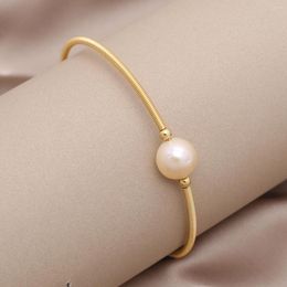 Bangle Natural Freshwater Pearl Bracelet Stretchable For Women Bridal Jewelry Gift