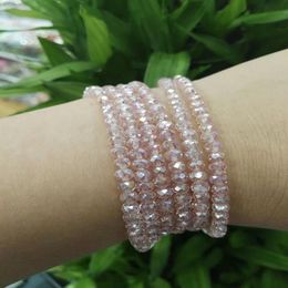 4mm Crystal Fine Beads Long Elastic Necklace Cutting Facets Glass Beads Stretched Necklace Bracelet Plain Jewelry265g